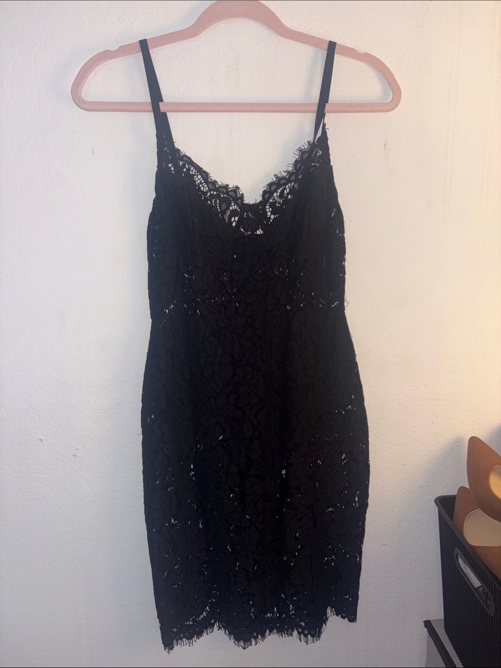 Fashion Nova Black Lace Slip Dress with Scalloped Neckline